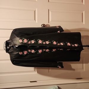 Clifford & Willis floral leather trench coat EUC